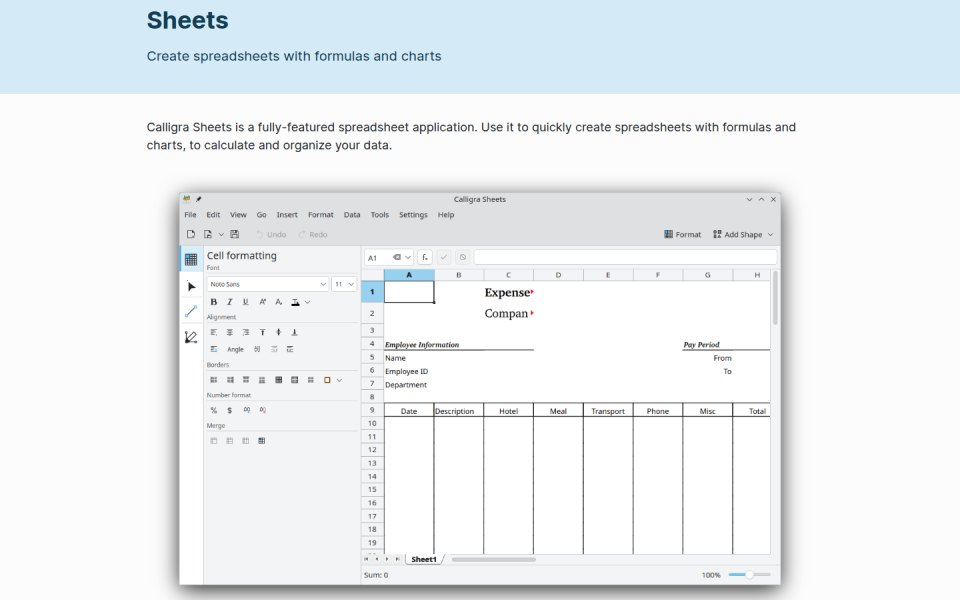 Calligra Sheets