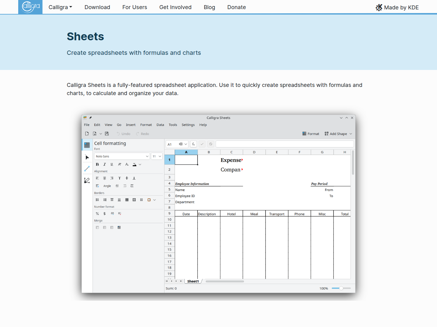 Calligra Sheets