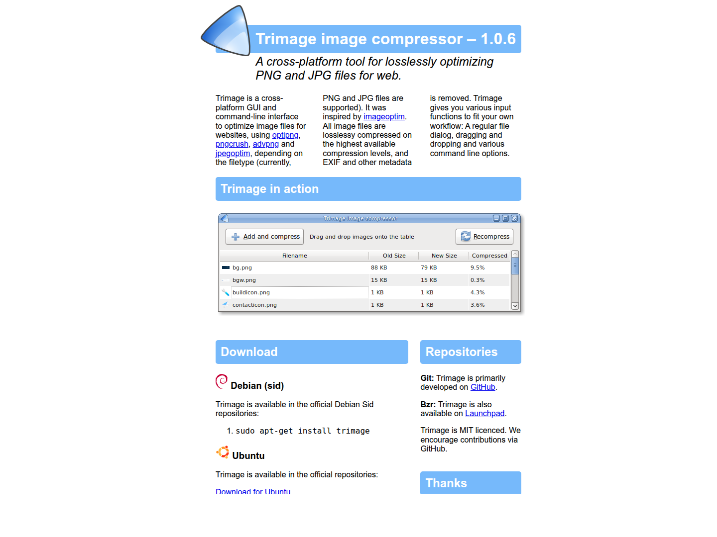 Trimage image compressor